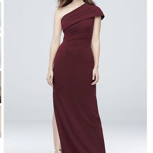 David's Bridal Ruched One-Shoulder Stretch Crepe